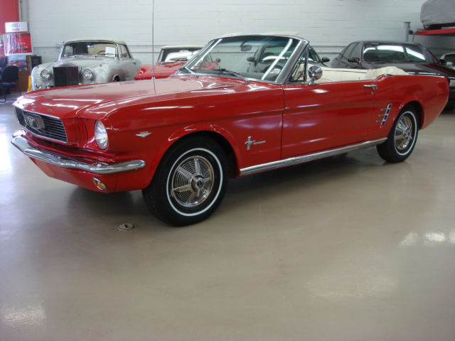 1966 Mustang Convertible 289 3 Speed Red W White Interior