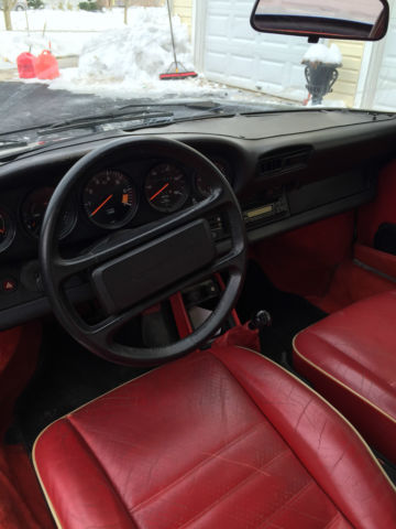 1985 Porsche 911 Carrera Cabriolet Black Red Interior