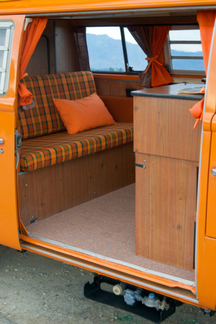 Vw 1974 Original Orange Plaid Bus Camper Westfalia 2
