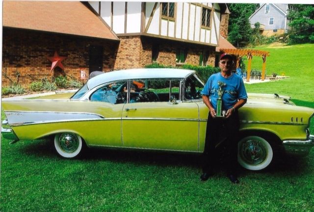 Gold 1957 Chevrolet Bel Air/150/210 Coupe with Other Color interior