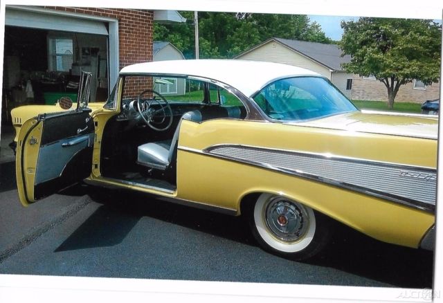 Gold 1957 Chevrolet Bel Air/150/210 Coupe with Other Color interior