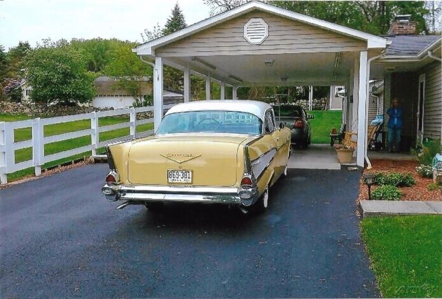 Gold 1957 Chevrolet Bel Air/150/210 Coupe with Other Color interior