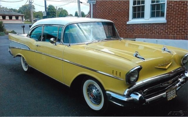 Gold 1957 Chevrolet Bel Air/150/210 Coupe with Other Color interior