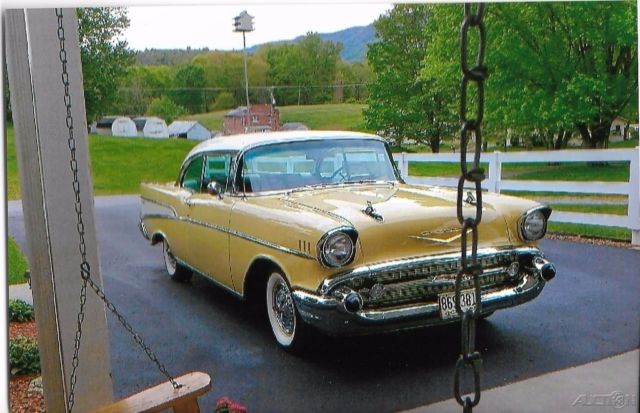 Gold 1957 Chevrolet Bel Air/150/210 Coupe with Other Color interior