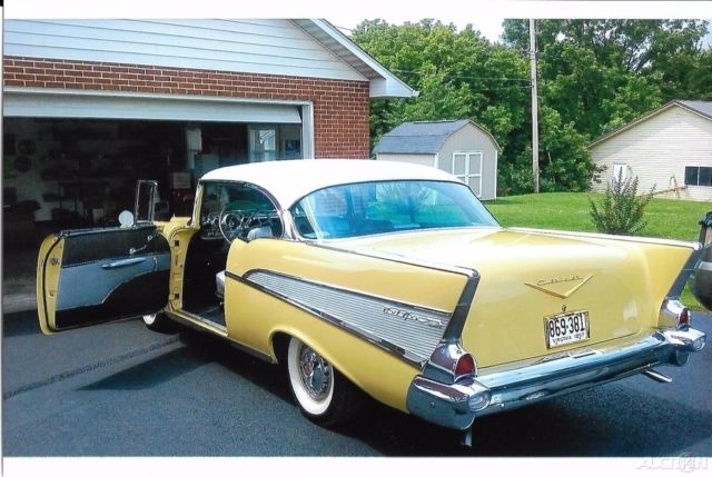 Gold 1957 Chevrolet Bel Air/150/210 Coupe with Other Color interior