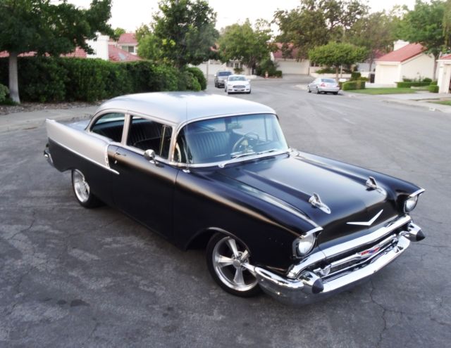 Black/Silver 1957 Chevrolet Bel Air/150/210 Sedan with Black interior