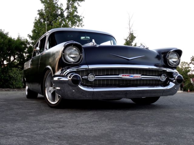 Black/Silver 1957 Chevrolet Bel Air/150/210 Sedan with Black interior
