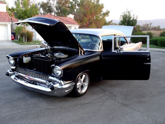 Black/Silver 1957 Chevrolet Bel Air/150/210 Sedan with Black interior