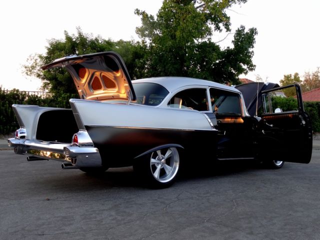 Black/Silver 1957 Chevrolet Bel Air/150/210 Sedan with Black interior