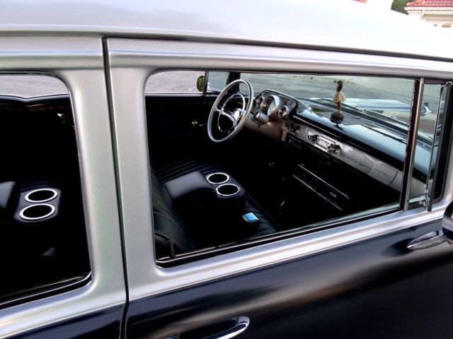 Black/Silver 1957 Chevrolet Bel Air/150/210 Sedan with Black interior