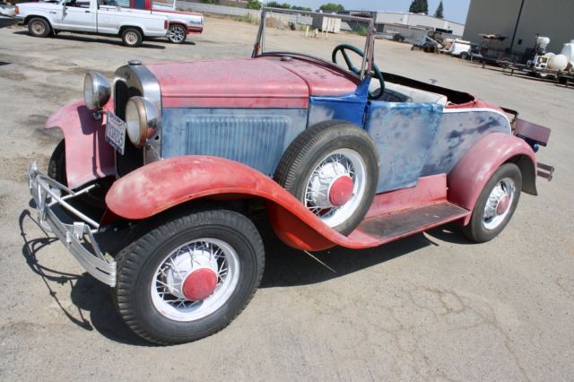Red/White/Blue 1930 Ford Model A Roadster with Blue interior