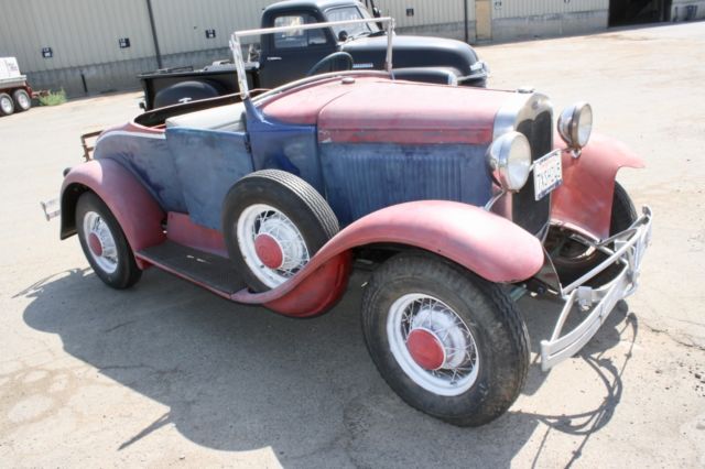 Red/White/Blue 1930 Ford Model A Roadster with Blue interior
