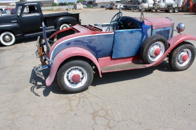 Red/White/Blue 1930 Ford Model A Roadster with Blue interior