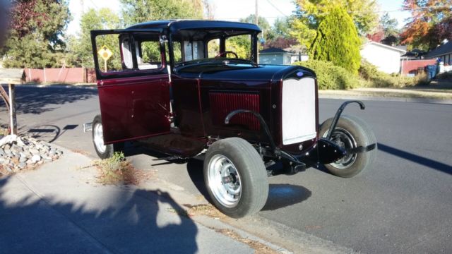Red 1931 Ford Model A Coupe with Burgundy interior