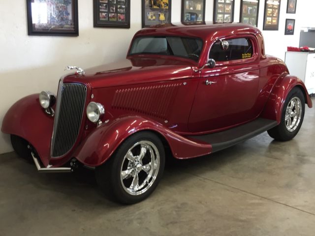 Maroon/Burgundy 1934 Ford Other 3 window coupe with Tan with burgundy trim interior