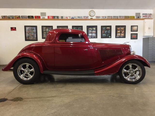 Maroon/Burgundy 1934 Ford Other 3 window coupe with Tan with burgundy trim interior