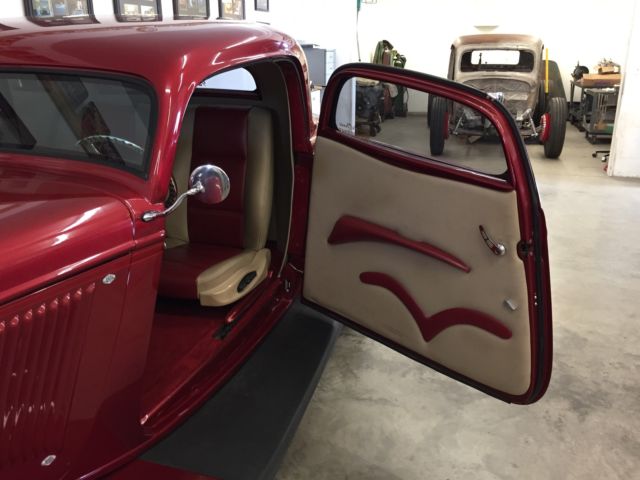 Maroon/Burgundy 1934 Ford Other 3 window coupe with Tan with burgundy trim interior
