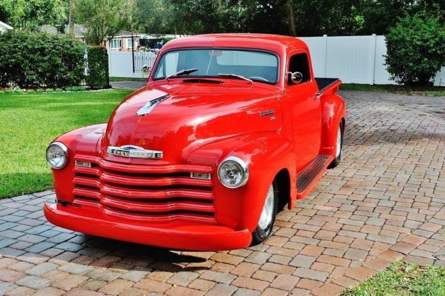 Red 1951 Chevrolet 3100 Pickup Truck with Black interior