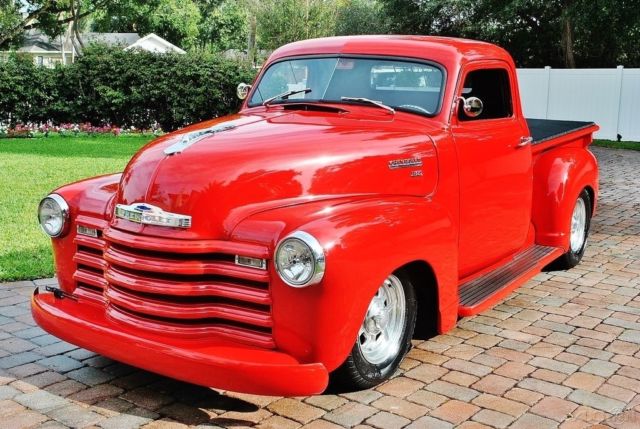 Red 1951 Chevrolet 3100 Pickup Truck with Black interior