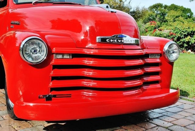 Red 1951 Chevrolet 3100 Pickup Truck with Black interior