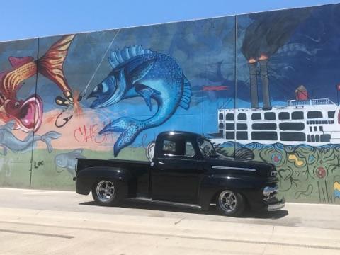 Black 1952 Ford F-100 Cab & Chassis with Brown interior