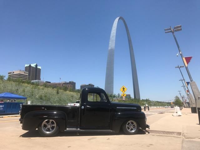 Black 1952 Ford F-100 Cab & Chassis with Brown interior