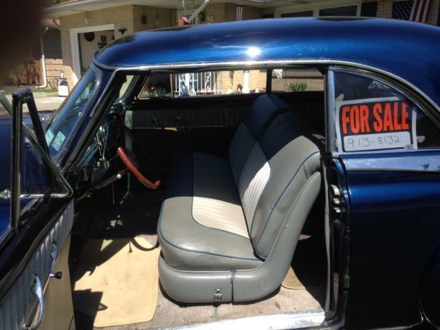 Blue 1952 Ford 2 door coupe Hard Top with Gray interior