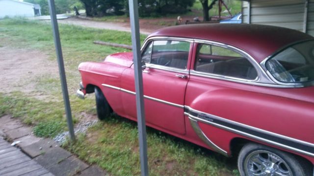 red 1954 Chevrolet Bel Air/150/210 2 door post
