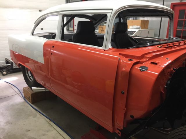 Orange 1955 Chevrolet Bel Air/150/210 2 Door Sedan with none interior