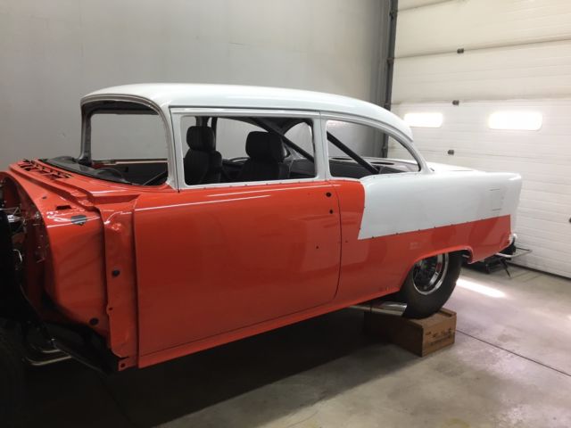 Orange 1955 Chevrolet Bel Air/150/210 2 Door Sedan with none interior