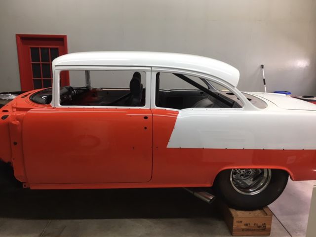 Orange 1955 Chevrolet Bel Air/150/210 2 Door Sedan with none interior