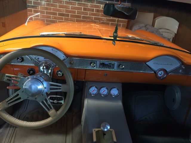 Orange/Silver 1955 Chevrolet Bel Air/150/210 Coupe with Brown interior