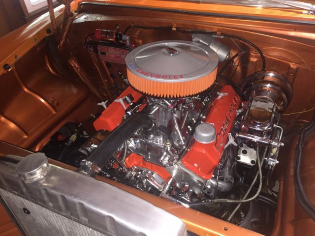 Orange/Silver 1955 Chevrolet Bel Air/150/210 Coupe with Brown interior
