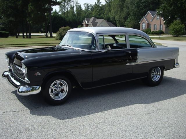 black/gray 1955 Chevrolet Bel Air/150/210 Sedan with Black interior
