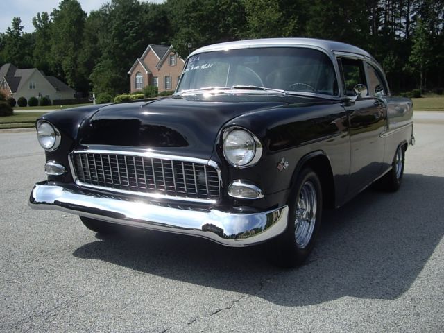 black/gray 1955 Chevrolet Bel Air/150/210 Sedan with Black interior
