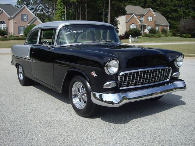 black/gray 1955 Chevrolet Bel Air/150/210 Sedan with Black interior