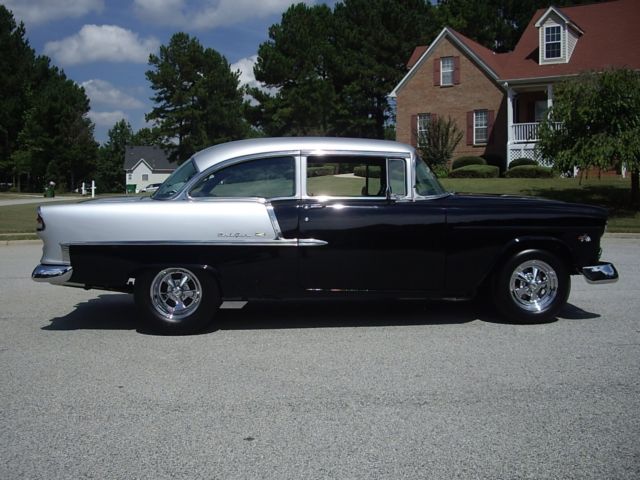 black/gray 1955 Chevrolet Bel Air/150/210 Sedan with Black interior