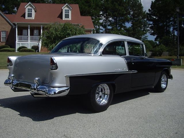 black/gray 1955 Chevrolet Bel Air/150/210 Sedan with Black interior