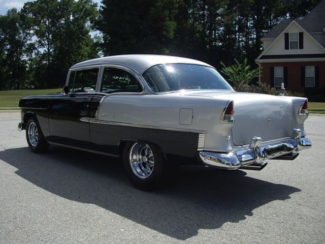 black/gray 1955 Chevrolet Bel Air/150/210 Sedan with Black interior