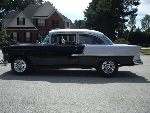 black/gray 1955 Chevrolet Bel Air/150/210 Sedan with Black interior