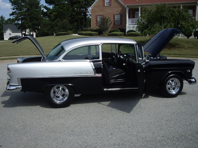 black/gray 1955 Chevrolet Bel Air/150/210 Sedan with Black interior