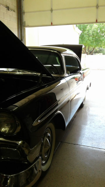Black 1956 Chevrolet Bel Air/150/210 Coupe with Black White interior