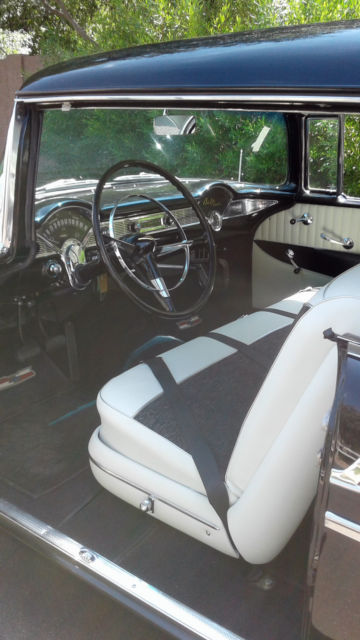 Black 1956 Chevrolet Bel Air/150/210 Coupe with Black White interior