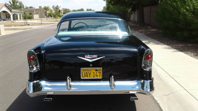 Black 1956 Chevrolet Bel Air/150/210 Coupe with Black White interior