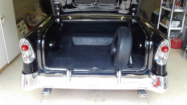 Black 1956 Chevrolet Bel Air/150/210 Coupe with Black White interior