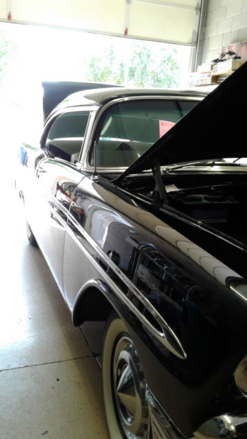 Black 1956 Chevrolet Bel Air/150/210 Coupe with Black White interior