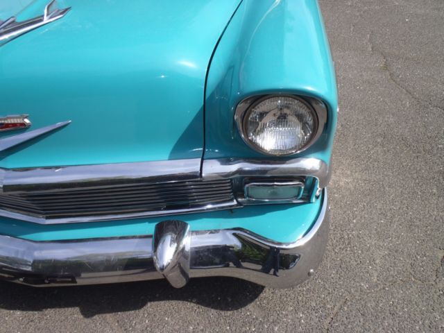 Blue 1956 Chevrolet Bel Air/150/210 Coupe with Green interior