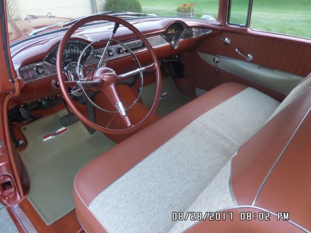 Gold 1956 Chevrolet Bel Air/150/210 Coupe with Tan interior