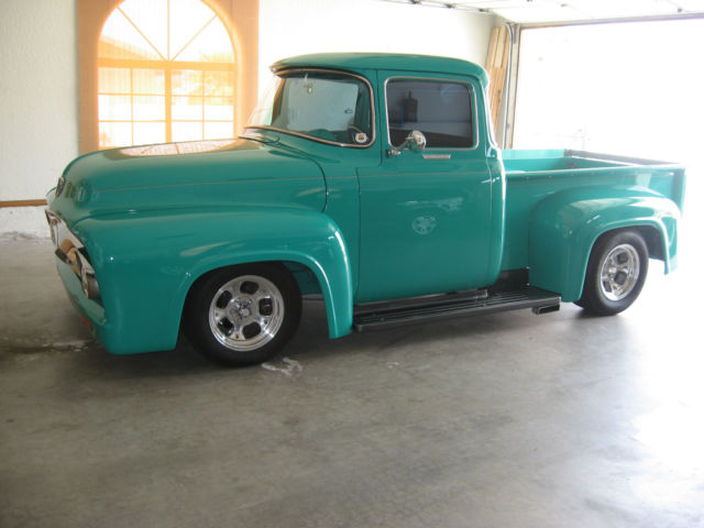 Seafoam Green 1956 Ford F-100 Standard Cab Pickup with Gray interior