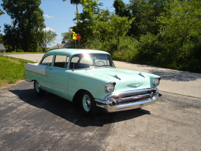 Green 1957 Chevrolet Bel Air/150/210 CHEVY 150 with Black interior